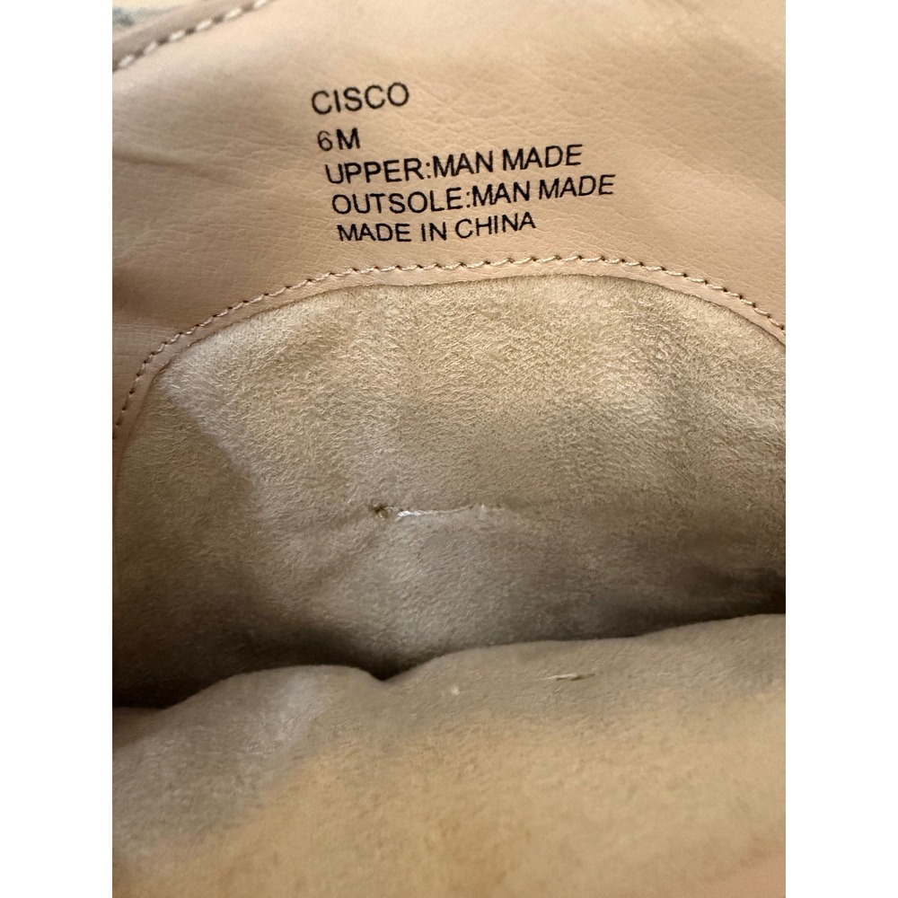 Cisco Tan Western Cowboy Boots Women 6M Tall Pointed Toe Embroidered Pull On - Picture 7 of 7